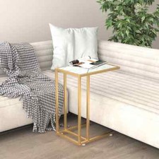 vidaXL Tavolino per Computer Marmo Bianco 50x35x65 cm Vetro Temperato