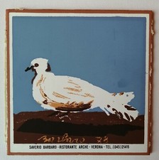 SAVERIO BARBARO SERIGRAFIA SU MATTONELLA RISTORANTE ARCHE VERONA 1978 