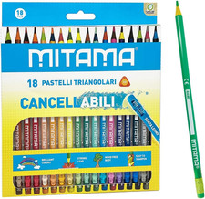 MITAMA Pastelli Cancellabili - Confezione Da 18 Pastelli - Mina 3.0 Mm - Pastell