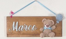 Targa legno,fiocco nascita