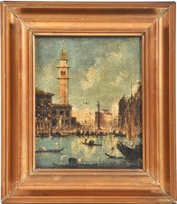 Dipinto olio tela lino Venezia Canal Grande XVIII/XIX secolo