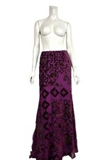 Gonna vintage Roberto Cavalli AW2004 viola seta velluto devore M