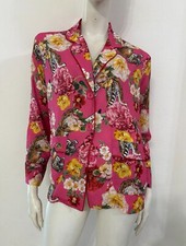 DENNY ROSE Giacca blazer fucsia fantasia floreale e tigri Tg XS Oversize