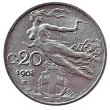 Italy 1908 R 20 Centesimi Coin