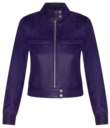 Giacca biker pelle viola - giacca,