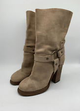 Dolce & Gabbana stivali utility grossi 41 7,5 8 beige scamosciati metà polpaccio Y2K anni 90 D&G