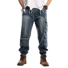 Jeans Uomo Larghi Cargo Con