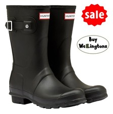 Stivali Wellington corti originali da donna Hunter Wellies neri UK 5