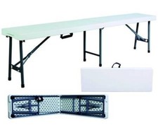 PANCHINA BIRRERIA PIEGHEVOLE IN HDPE  colore bianco  CM.183X30X42H.