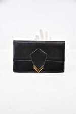 Pochette In Pelle Nera Gancio Dorato Dimensione 21x13 Cm