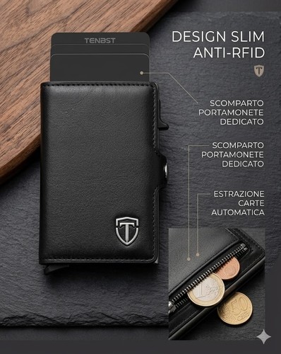 Tenbst portafoglio uomo slim - portafoglio,