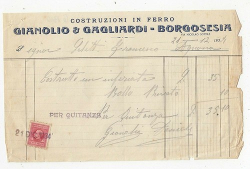 Fattura borgosesia costruzioni - fattura,