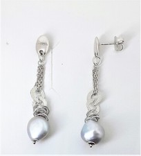 Orecchini pendenti in argento con perle grigie MAKUTI R6112_9400