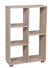 LIBRERIA SCAFFALE BASSO MODERNA 5 RIPIANI MENSOLE ROVERE SBIANCATO 87*60*24 cm