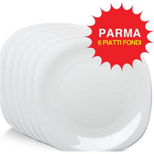 6 PIATTI FONDI LINEA PARMA ROCCO BORMIOLI IN OPALGLASS BIANCO QUADRATI 22.5CM