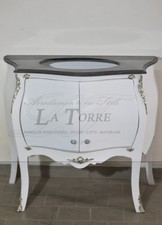 Mobile bagno Luigi XV bianco marmo scuro bombato barocco moderno LT9099