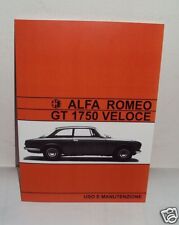 Uso e manutenzione Alfa Romeo GT 1750 Veloce Owner's manual 