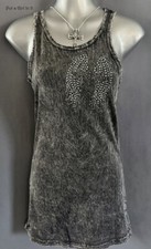 Nuova VOCAL donna CRYSTAL NERO GRIGIO MINERALE ALI INCROCIATE CANOTTA CAMICIA S USA