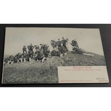 Cartolina Bersaglieri Ciclisti - Esercizi in Montagna con Macchina in Spalla