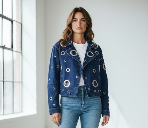 Giacca jeans donna corta blu - giacca,