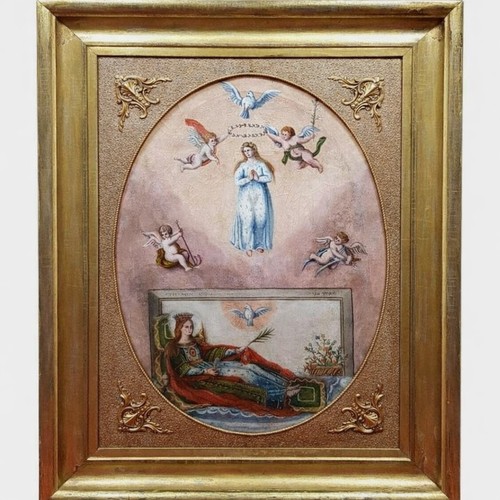 Quadro dipinto olio - dipinto, santa
