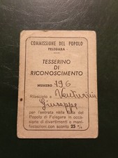 Tessera Commissione Del Popolo Partito Comunista Italiano PCI Felegara Madesano