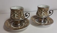 Coppia Tazze Porcellana R. CAPODIMONTE MAS e Argento 800