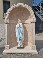 STATUA MADONNA DI LOURDES CON CUPOLA NICCHIA GROTTA CAPPELLA PER ESTERNO CEMENTO