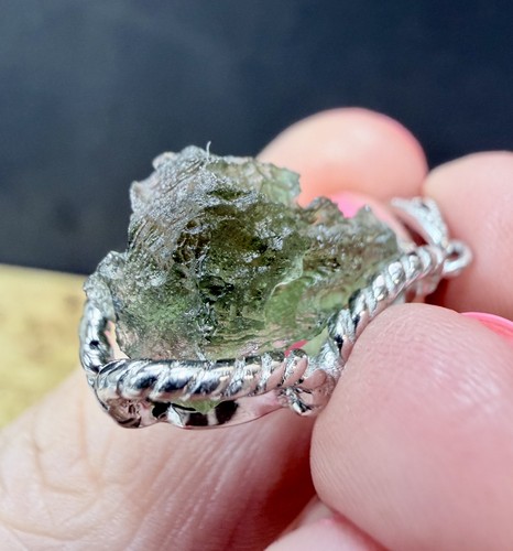 Crystal moldavite pendant s925 - crystal,