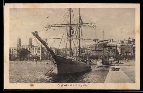 Cartolina cagliari molo s - cartolina, cagliari,