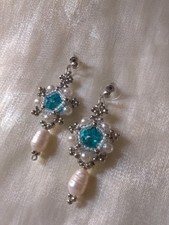 Orecchini Pendenti Blu/Bianco