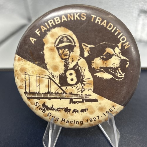 Vintage pinback button - button, sled