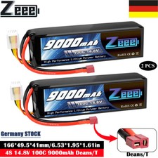 2x Zeee 14.8V 4S Lipo Akku Batterie Deans 100C 9000mAh für RC Auto Flugzeug LKW