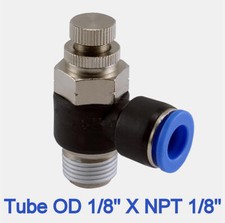 2pz Valvola Controllo Flusso Girevole Angolo Aria Tubo OD 1/8 X NPT 1/8 Raccordo Pneumatico