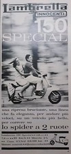 Lambretta INNOCENTI Special 150 - Rara Pubblicità ORIGINALE D'epoca 1964