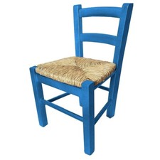 Sedia Piccola per Camino in Legno Massello BLU 30x24x52 cm Taverna AZZURRA 21F