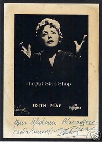 Edith piaf autograph photo - edith,