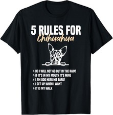 T-shirt unisex 5 regole divertenti per chihuahua simpatici amanti dei cani regalo chihuahua