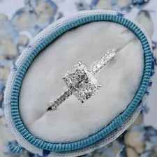 New Year’s Eve Cushion 2.00Ct Lab Grown/CVD Diamond Solid 14K White Gold Ring