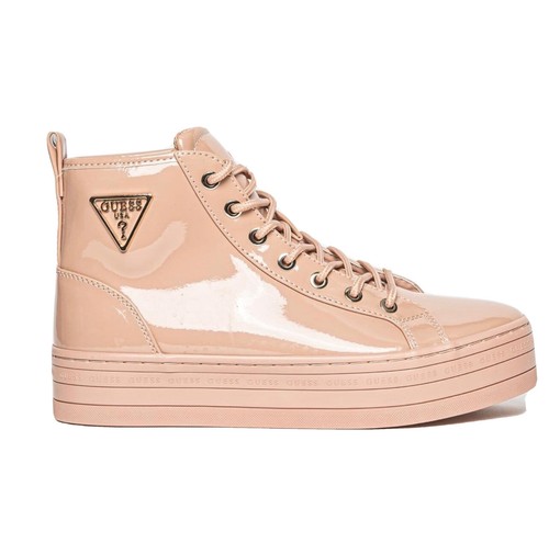 Guess sneakers nude logo gold - nude,