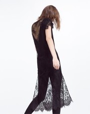 ZARA Camicia Lunga Pizzo Donna con Spacchi tg.M