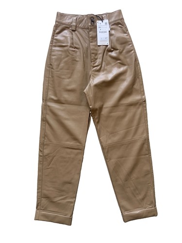 Pantalone zara ecopelle beige - pantalone,