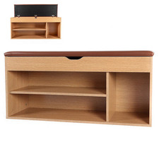 Panca Scarpiera Ingresso in Legno Melaminico ,Cassapanca con Seduta Imbottita