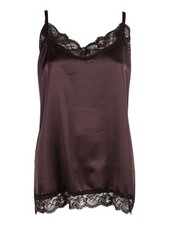 Solada Top donna effetto raso con pizzo - moro