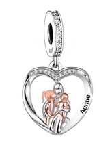 CIONDOLO CUORE ABBRACCIO ZIA 💜 VERO ARGENTO STERLING 925 REGALO NIPOTE NIPOTE