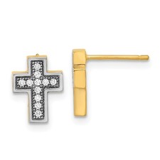 Orecchini a palo croce 14k con