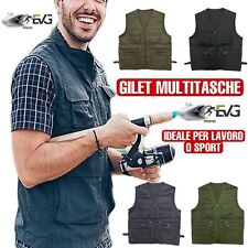 GILET MULTITASCHE UOMO CACCIA PESCA LAVORO SMANICATO LEGGERO SPORT  TEMPO LIBERO