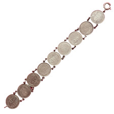 Argento del Nilo Bracciale Argento 800 - 9 Monete Egiziane Originali (1917–1929)