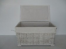 CESTO PORTA BIANCHERIA VIMINI BAULE RATTAN SHABBY CHIC  CM 61X34X34 H FODRATO   