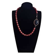 collana rosso mattone 62 cm  agata nera bigiotteria bijoux regalo signora boho